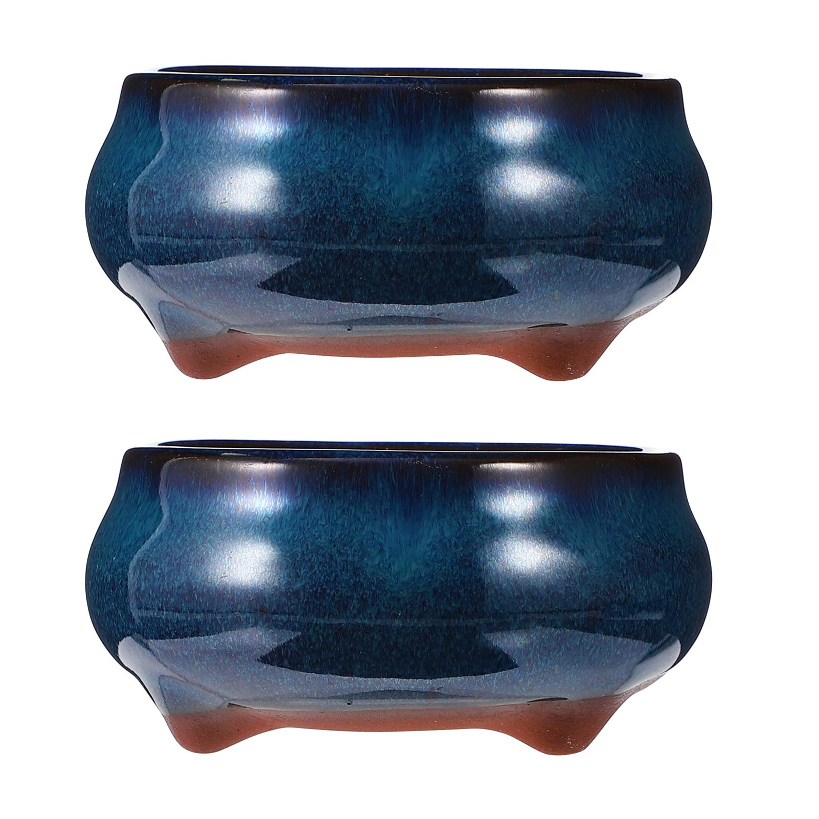 Yardwe Outdoor Planters 2pcs Ceramic Glazed Succulent Planter Chinese Bonsai Plant Pots Bonsai Pots Windowsill Decoration Pots Indoor
