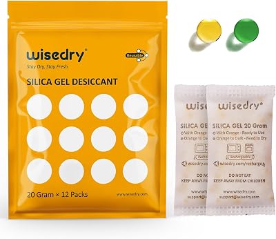 Wisedry 20g Silica Gel Desiccant Packets 12 Packs Food Grade Orange Indicating