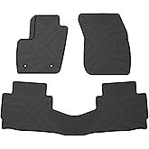 Floor Mats Compatible with 2013-2020 Ford Fusion/Lincoln MKZ, Custom Fit All Weather Ford Fusion Car Mats, Latex Heavy Duty Floor Liners Black 3-pc Set, 2014 2015 2016 2017 2018 2019
