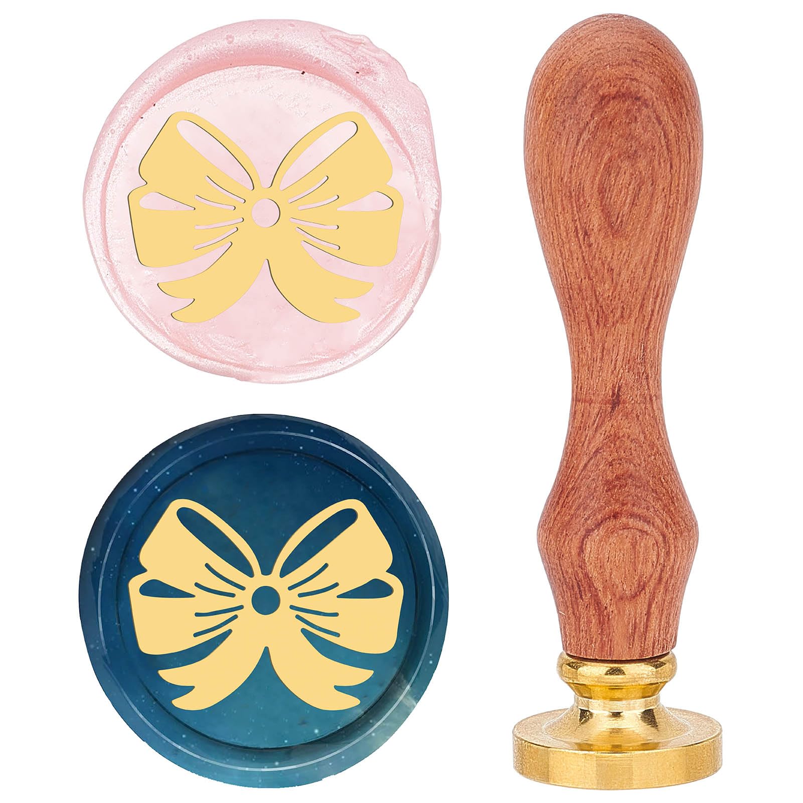 CRASPIRE Bowknot Wax Seal Stamp 25mm Sealing Wax Stamps Retro Rosewood Handle Removable Brass Head for Wedding Invitations Envelopes Halloween Christmas Thanksgiving Gift Packing
