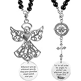 2 Pack Rear View Mirror Accessories Guardian Angel ⨯ Car Charm,Christian Car Accessories,Rear View Mirror Hanging,Guardian Angel Hanging Ornament,New Driver Gifts(Angel⨯)