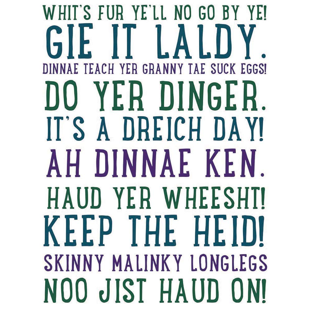 Wee Blue Coo Scottish Sayings Phrases Scotland Typography Art Print Poster Wall Decor 12X16 Inch
