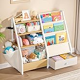 HAVLOTII Kids Bookshelf and Toy Storage - Book Shelf for Kids Rooms, Toddler Bookshelf Baby Bookcase for Nursery, Montessori Toy Organizer, Burlywood