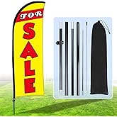 Buryeah 7 x 5.4ft Sale Feather Flag Large Sale Sign Flag Sign with Pole Kit Huge Banner Flag with Rope for Retail Store Outside Garden Business Advertising(Yellow)