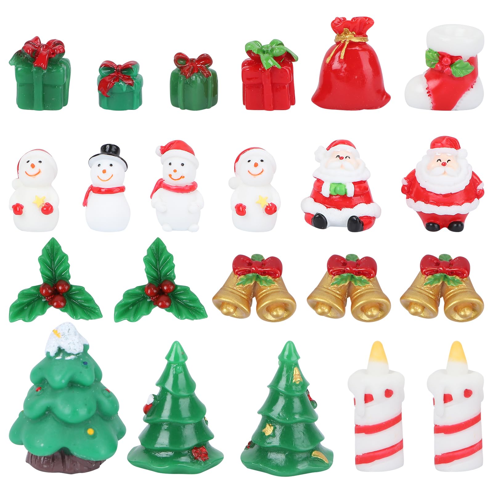 MAGICLULU 23 Pcs Christmas Miniature Figures Mini Resin Christmas Ornaments Santa Claus Miniature Resin Figurines for Dollhouse Decor