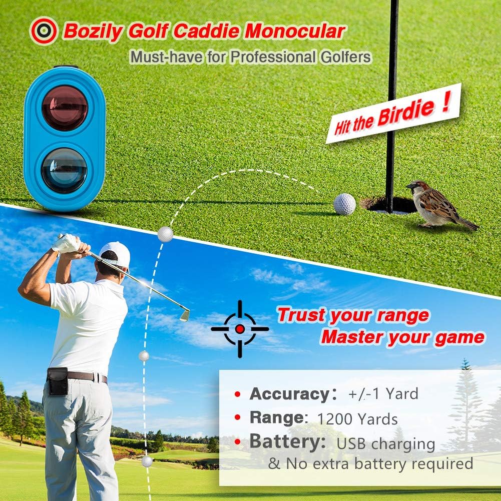 Bozily Golf Rangefinder with Slope, 6X Rechargeable Laser Range Finder with Charging Cord, 1200 Yards Flag-Lock, Slope ON/Off, Continuous Scan Support - Tournament Legal Golf Rangefinder : Sports & Outdoors