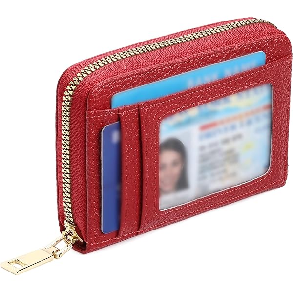 Woens Genuine Leather Zip Credit Card Holder Wallet RFID Blocking 40 Card Slots (Rosegold