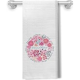 Kemingni Floral Grandma Kitchen Towels, Best Grandma Gifts for Mother's Day Decorative Dish Tea Towels for Kitchen, Grandmother Gifts from Grandkids Hand Towels for Bathroom, 16x24 Inch