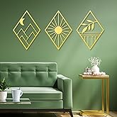 Sokurdeg Gold Metal Wall Art, Boho Minimalist Geometry Wall Art, Bohemian Abstract Line Metal Art Wall Decor for Bedroom Bath