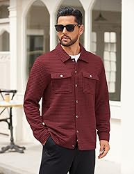 COOFANDY Shirt Jacket For Men Casual Fashion Waffle