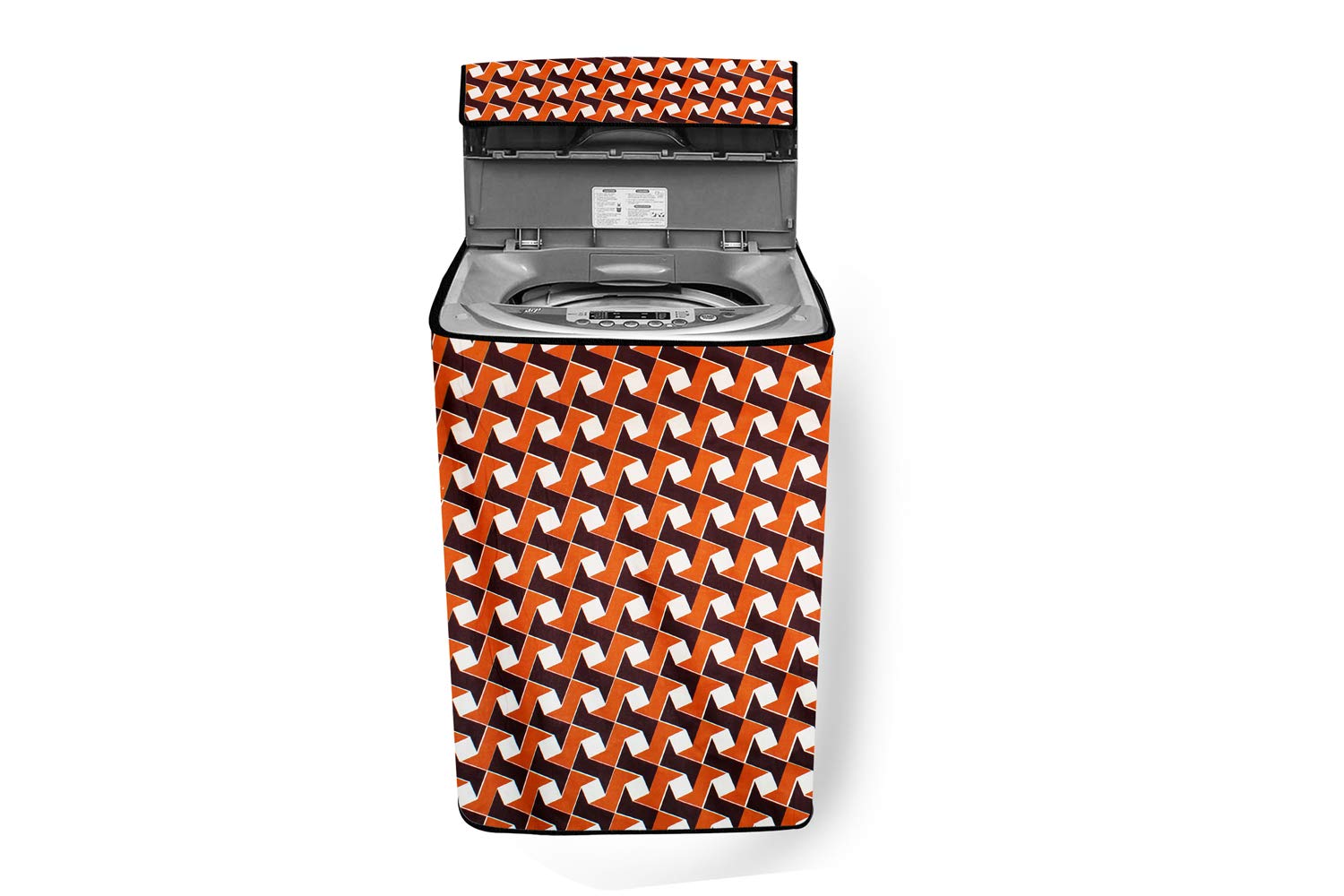 stylista washing machine cover compatible for lg 8 kg t9077nedl1 fully automatic top load frieze pattern orange