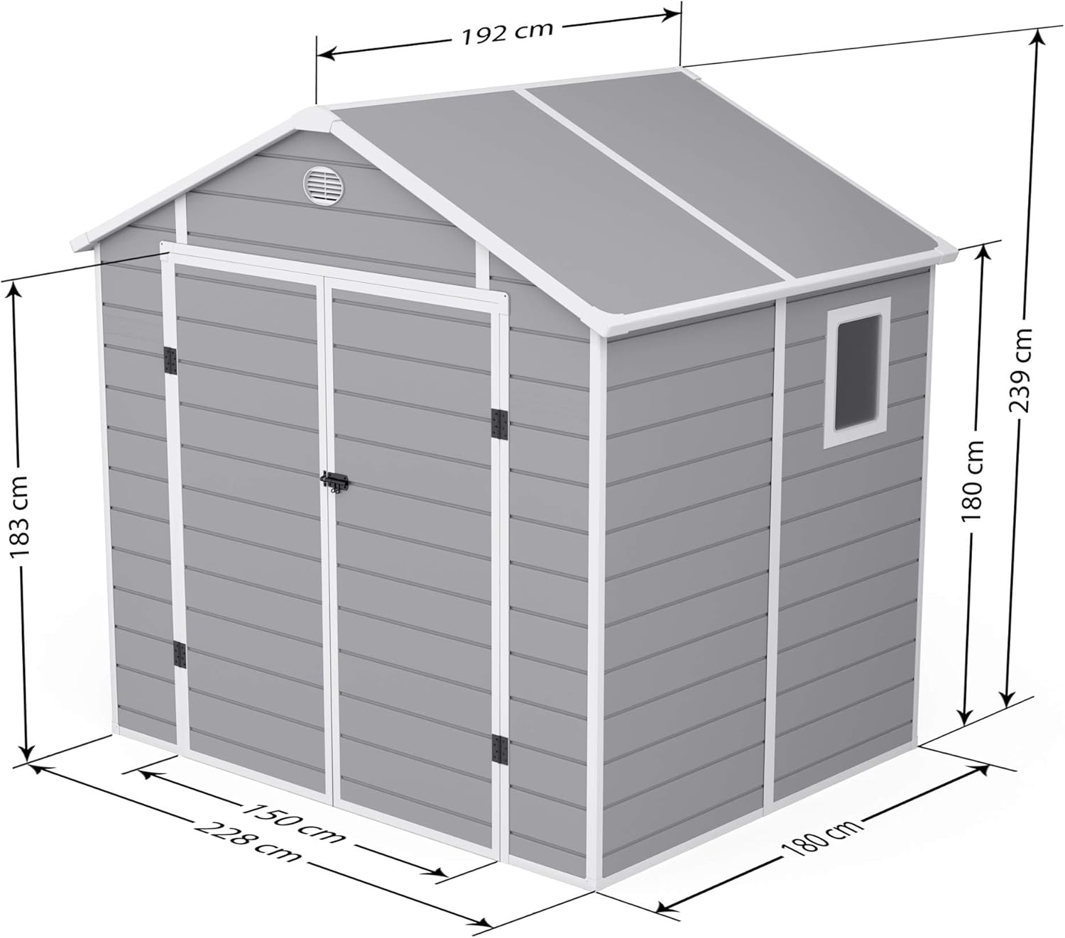 BillyOh Kingston Outdoor Plastic Garden Storage Shed Grey Inc Floor