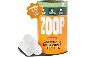 ZOOP XL Pet Wipes for Dogs & Cats – Thick, Huge Bath Wipes for Cleaning, Deodorizing, Conditioning, Wet Dog Wipes for Paws, Butt, Ear, Eye, Face, Whole Body, with Nanosilver-10 Count