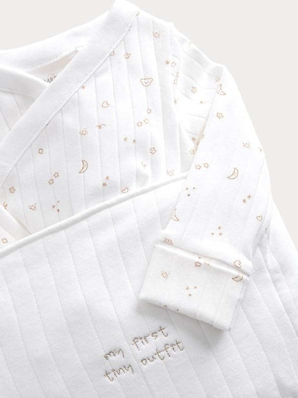 Ensemble 3 pièces bébé en coton avec pochette (3,2 kg-6 mois) Blanc 3-6 mois — photo 2 sur 4