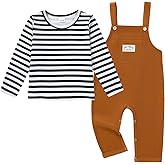 ZOEREA Toddler Baby Boys Clothes Outfit Long Sleeve T-Shirt and Romper Set Cute Jumpsuit Overalls Solid Color 6M-4T
