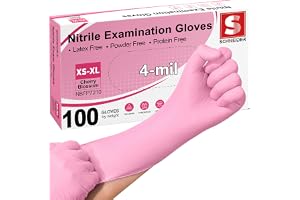 Schneider Medical Nitrile Exam Gloves, Powder & Latex Free, Pink | Disposable for Medical Exams, Cooking, Food Prep, Cleaning, Home, Household Use, 4Mil