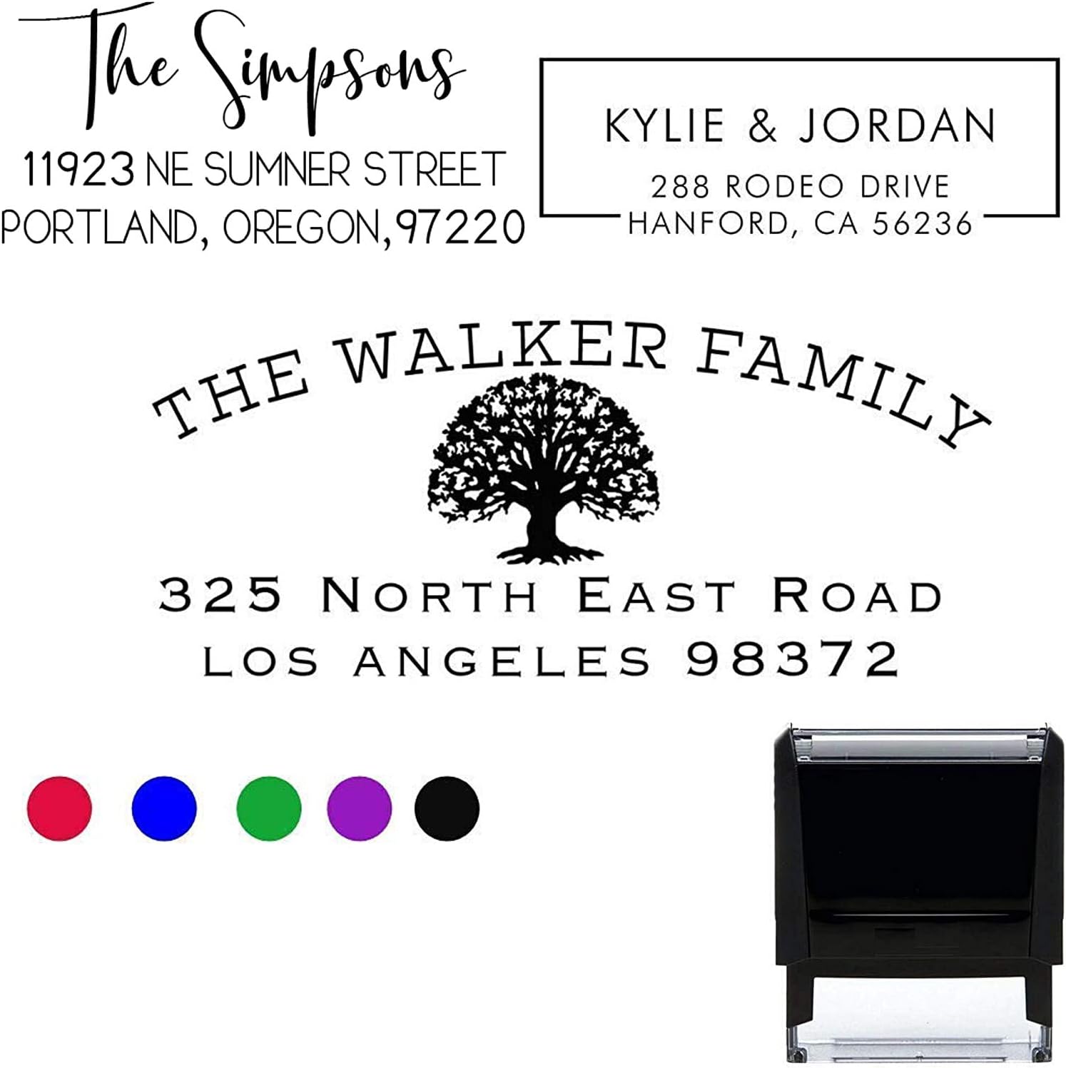 Choose Your Design! Return Address Stamp Stamper Self Inking Personalized Customized Stamp Return Address Mail 3 4 Lines. Mail Envelopes. Black Red Blue Purple Green Ink