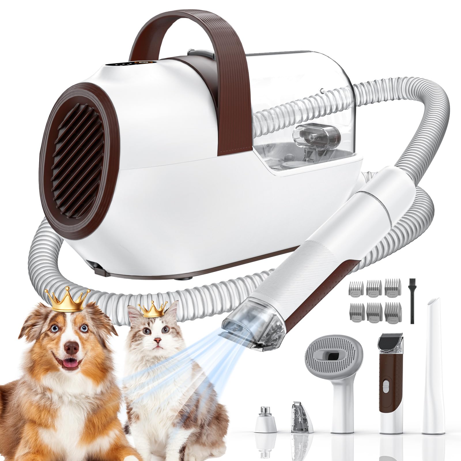 Photo 1 of Ozumek Dog Grooming Vacuum, Dog Grooming Kit with Pet Clipper Nail Grinder, 6 Pet Grooming Tools (Mushroom)