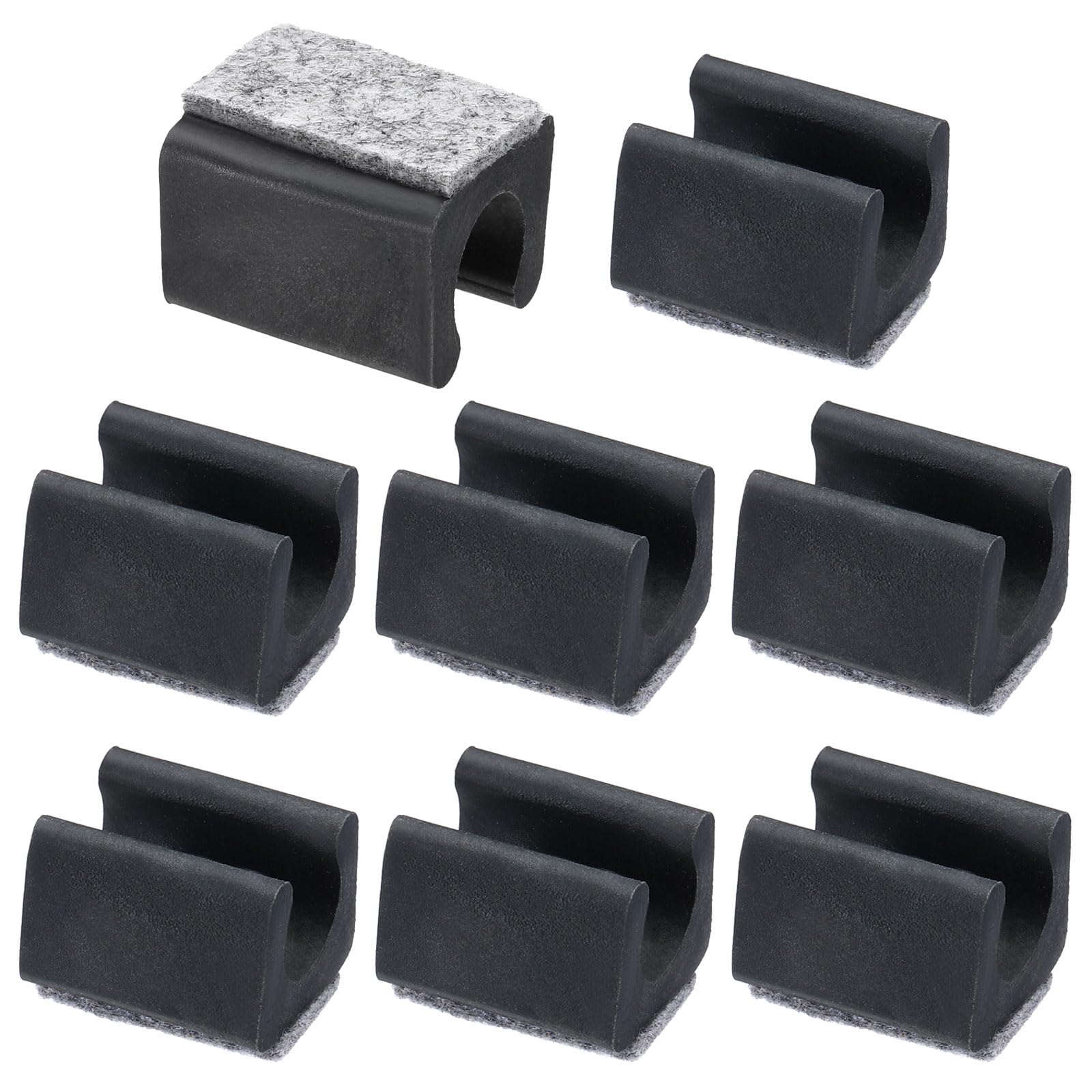 PATIKIL 14mm Rectangle Chair Leg Cover with Felt Pad, 8Pcs Slide Smoothly No Scratches No Noise Furniture Feet Hardwood Protectors Tips Floor Glides Tubing Caps for Office, Black Grey