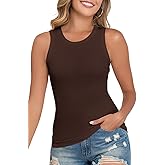 CONPEN Womens Casual Crew Neck Ribbed Tank Top Sleeveless Shirt