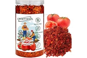 LWWTYKSPL Sun Dried Tomato Flakes in Resealable Tub |350g 12.35oz It's Delish Premium Tomatoes | Ready-to-Use for Cooking, Soups, Pizza & Pasta | Dehydrated Tomatoes for Pantry, Camping & Backpacking, Premium Freeze-Dried Fruits, (Tomato)