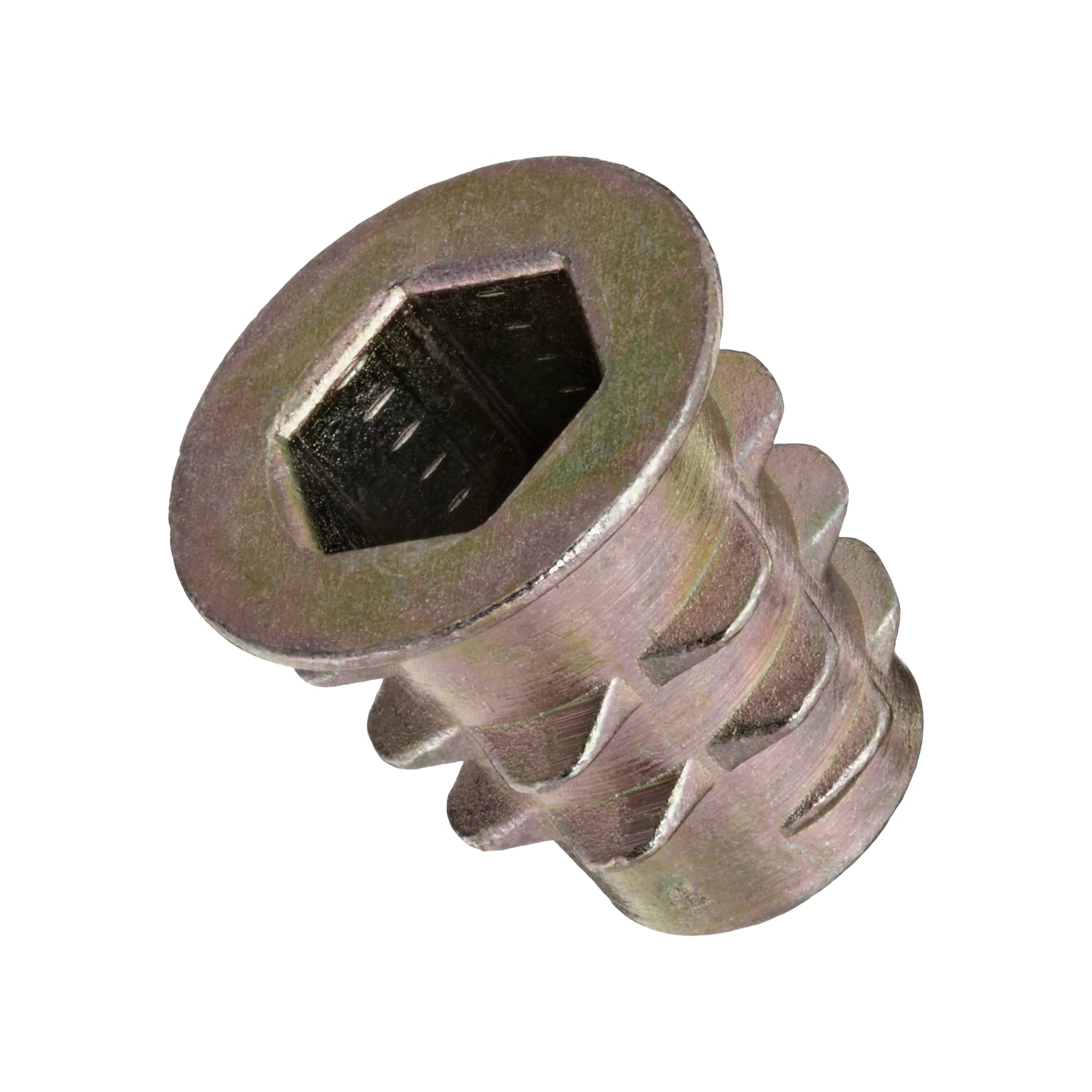 E-Z Lok Threaded Insert, Zinc, Hex-Flanged, M6-1.0 Internal Threads, 13mm Length (Pack of 50)