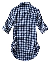 Match Womens Button Down Flannel Plaid Shirts roll