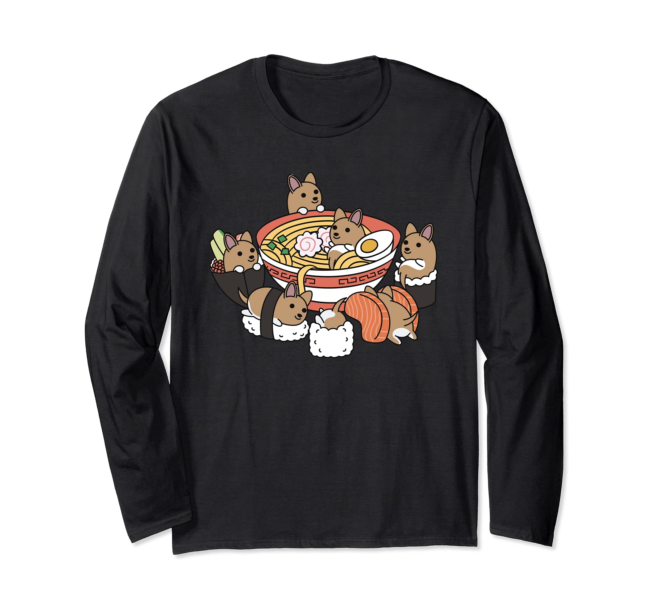 Ramen Sushi Chihuahua Dog Long Sleeve T-Shirt