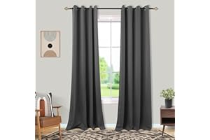 Mrs.Naturall Window Curtains Drapes 84 Inch Length 2 Panels Set,Thermal Insulated Grommet Cortinas Blackout para Cuarto,Dark Grey/Gray