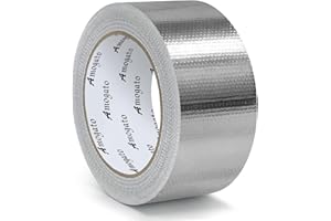 AMOGATO Fiberglass Aluminum Foil Tape, 2 inch x 66 Feet, Heavy Duty Fiberglass Heat Shield Tape, Heat Resistant Sealing Tape,