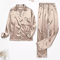 Womens Satin Pajamas Set Long Sleeve Sleepwear