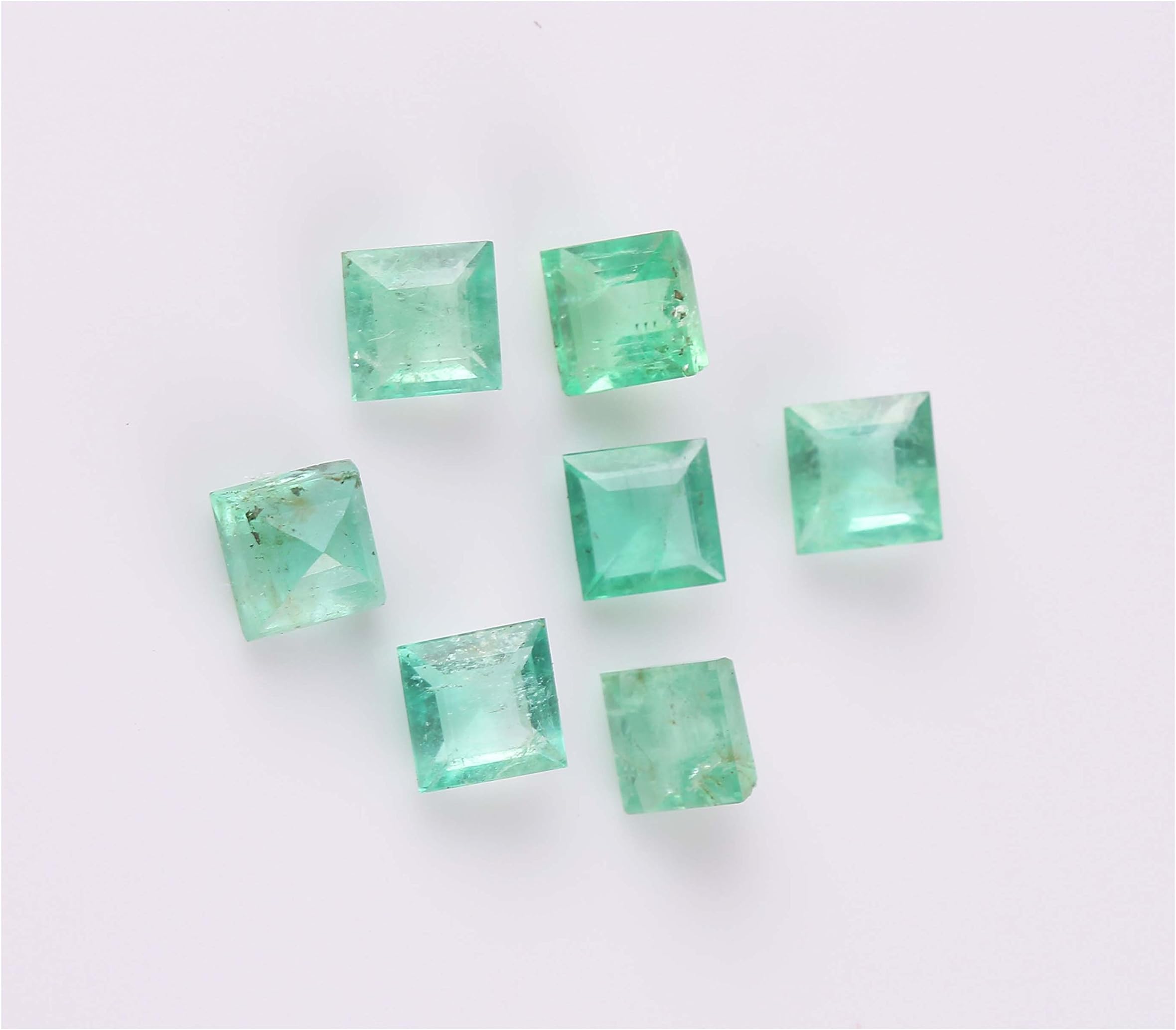 K B NARNOLISON Natural Green Zambian Emerald 4.5 mm Size Square Cut Shape Loose Gemstone for Jewelry Making