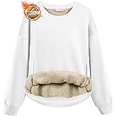 SANTINY Women's Fleece Sherpa Lined Sweatshirt Warm Winter Pullover Sweaters Cozy Thick Crewneck Sweatshirts with Pockets