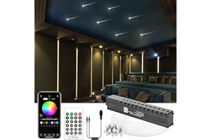 CHINLY Meteor 3W 96pcs 0.03in 9.8ft Bluetooth 12LEDs Fiber Optic Lights Kit Remote/APP Control + DC Power Splitter Cable for Car/Home Theater(Shooting Star Effect only)