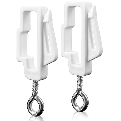 2x White Curtain Track End Stopper With Hook Eye Fits Whiteline