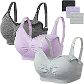 Angelhood Womens Seamless Sleep Nursing Bra,Breastfeeding Maternity Bra with Remove Bra Pads Extenders Pack of 3