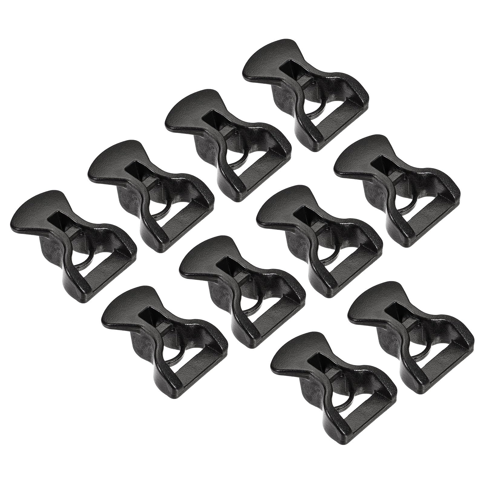 M METERXITY 10 Pack Tent Rope Buckles - Plastic Tent Wind Rope Buckle Portable Cord Tensioners, Apply to Camping Hiking Awning (4mm, Black)