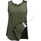 Deyeek Unisex Post Surgery Shirts Shoulder Mastectomy Recovery Tank Tops with Drain Pockets Adaptive Rotator Cuff Magic Tape