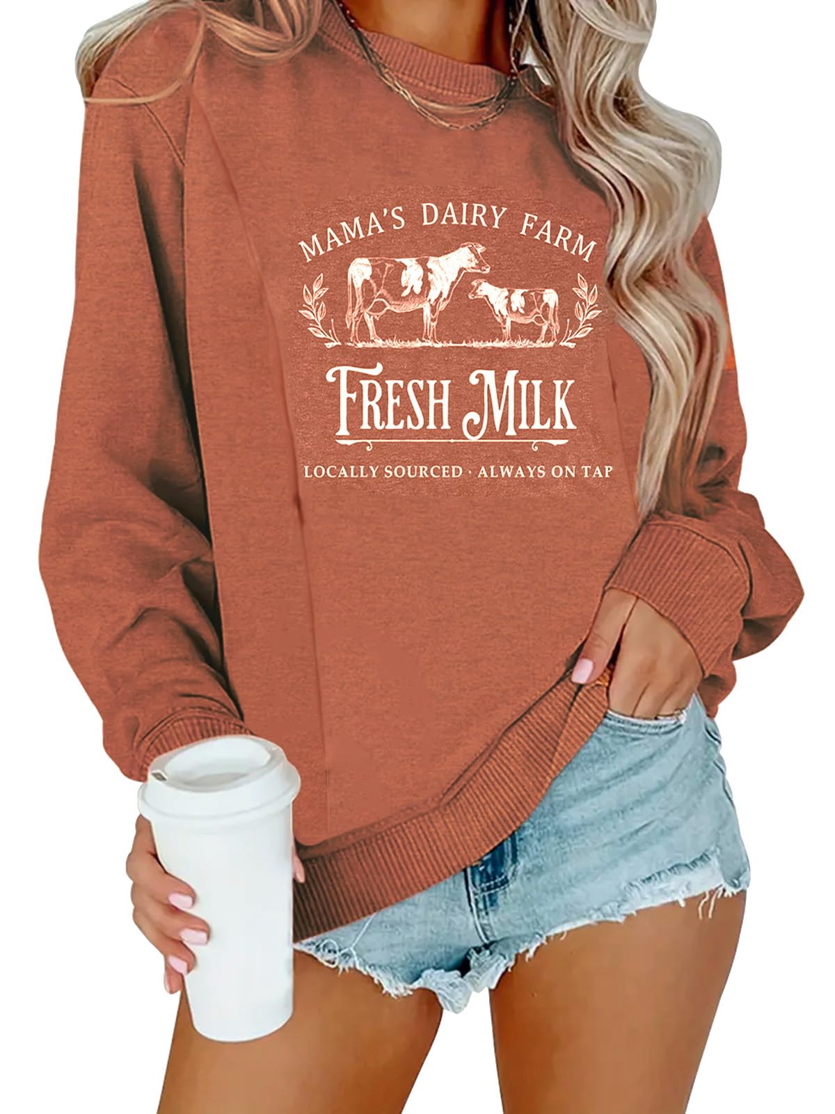 Photo 1 of AEARGIV Women Causal Nursing Sweatshirts For Breastfeeding Zip Nursing Friendly Maternity Sweater Mama's Daily Farm Fresh Milk Pullover Tops(XXL,Orange 1)