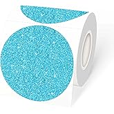 YEGAWEN 3" Holographic Thermal Label Stickers, Round Direct Thermal Label Stickers, Glitter Thermal Printer Sticker Labels for Gift Wrapping, Self-Adhesive Custom Logo Design- Glitter Blue