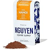 Nguyen Coffee Supply - Hanoi Robusta: Dark Roast Premium Ground Coffee Beans, Vietnamese Single Origin, Direct Trade, Low Acid with High Caffeine Content, Roasted in Brooklyn [12 oz Bag]