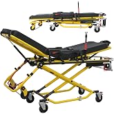 YUPINZHENAI Aluminum Alloy Automatic Loading Ambulance Stretcher, Capacity 440 lbs Medical Emergency Trolley, Lightweight Emergency Transportation Stretcher, Folding Ambulance Gurney Stretcher Bed