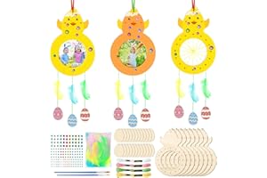 Fennoral 8 Pack Easter Craft Kit for Kids Paint You Own Chick Dream Catcher Decoration DIY Coloring Craft for Kids Party Favors Easter Spring Classroom Activity Art Project