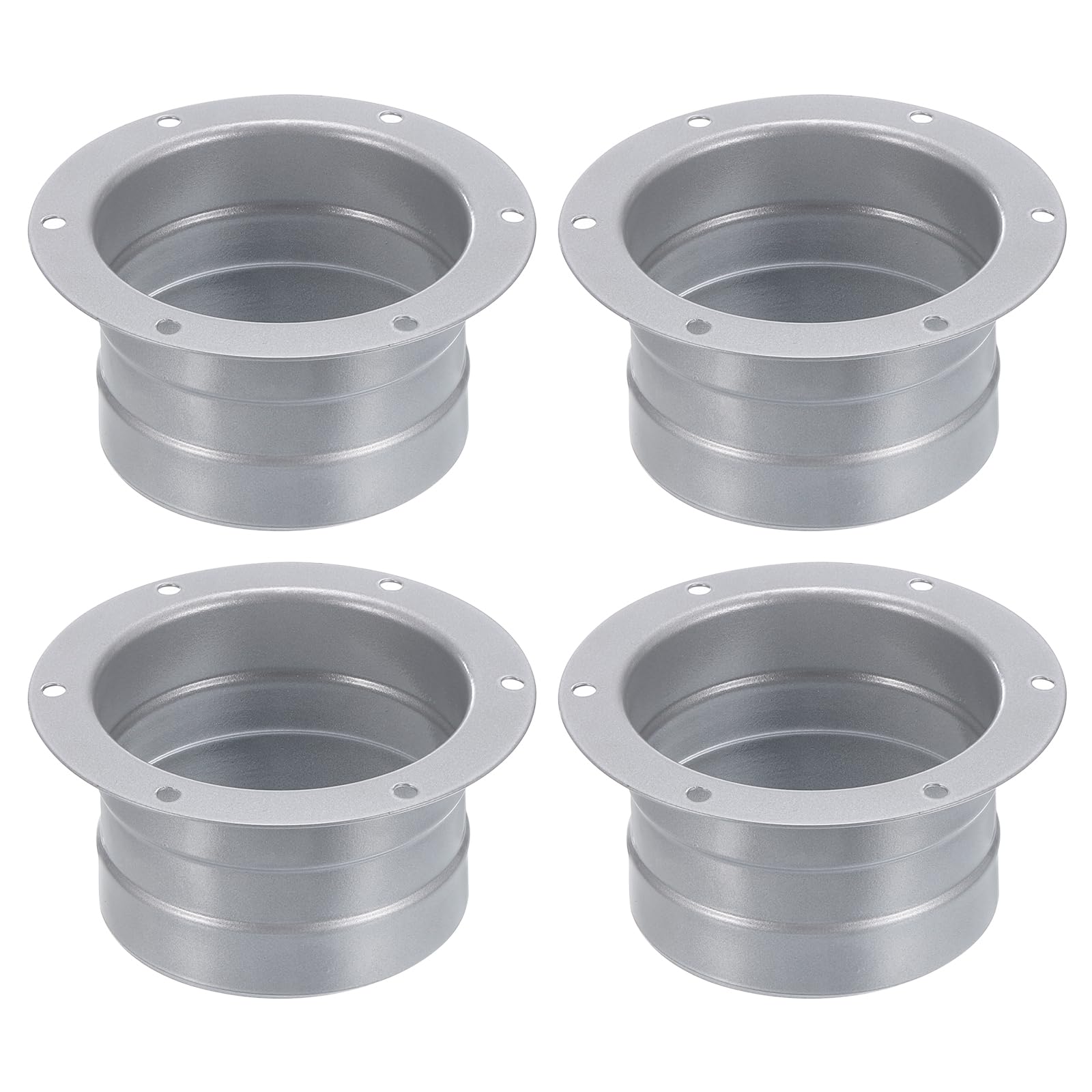 PATIKIL 3 Inch Duct Connector Flange, 6 Pcs Metal Straight Pipe Exhaust Hose Flange for Heating Cooling Ventilation HVAC System