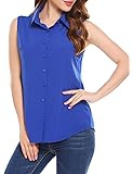 SoTeerWomen's Sleeveless Button Down Shirt Tops Solid Casual Loose Blouse