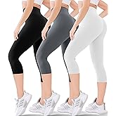 Blisset Women's High Waisted Capri Buttery Soft Tummy Control No See Through Workout Athletic Running Yoga Cycling