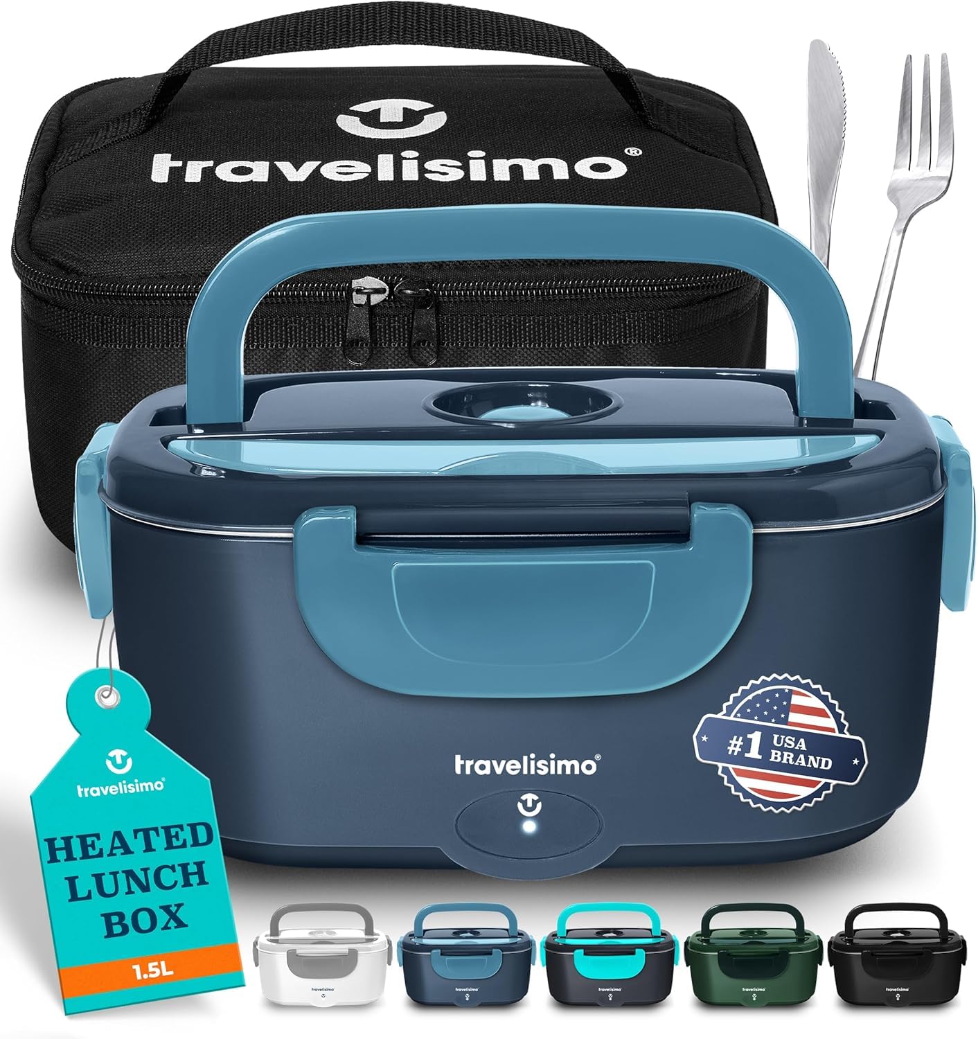 Photo 1 of TRAVELISIMO Electric Lunch Box for Adults 100W Heated Lunch Box For Men 1.5L Stainless Steel Portable Food Warmer, 12/24/110V for Travel & Work, Loncheras Electricas Para Calentar almuerzo