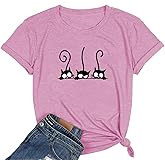 NIUBIA Women's T Shirts Summer Tops Simple Heart Graphic Shirts Sayings Short Sleeve Vacation Casual Blouse Thankful Tee