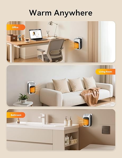 BRIGHTOWN PORTABLE PLUG IN WALL HEATER FOR INDOOR USE WITH THERMOSTAT, 800W SMALL ELECTRIC SPACE HEATER WITH REMOTE, LED DISPLAY, 12H TIMER, QUICK HEAT, SAFE FOR BATHROOM OFFICE BEDROOM, 2PCS