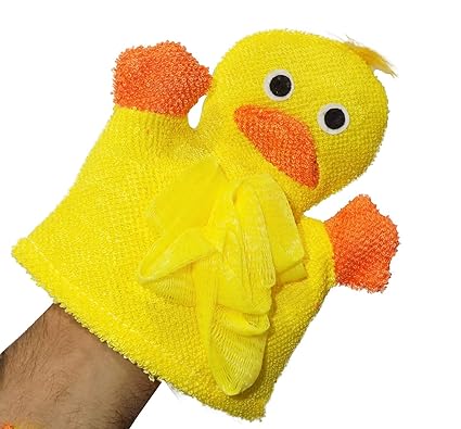 Kabello Soft Bathing Hand Gloves Sponge For Children For Bathing Yellow 20 Grams Pack Of 1